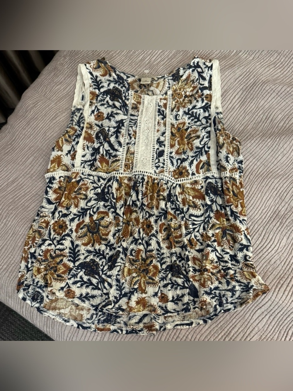 Lucky Brand Women's Botanical Lace Mix Tank Top